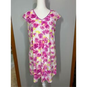 Betsey Johnson Floral‎ Hooded Swim Cover Up Pink Rose Blossom size M BIN R